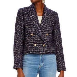 NWT AQUA x Kerri Rosenthal
Metallic Tweed Heart Elbow Patch Blazer